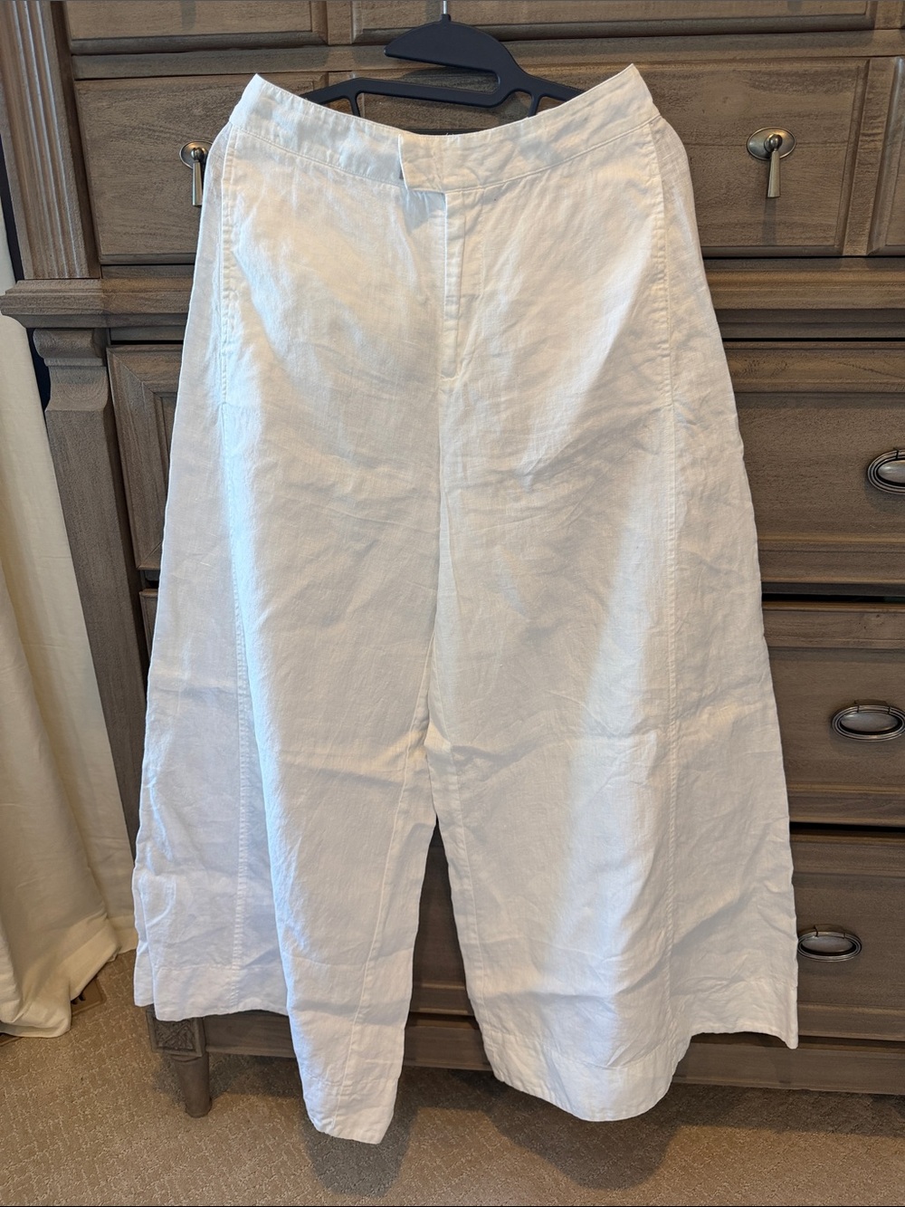 Anthropologie White Linen Wide Leg Pants